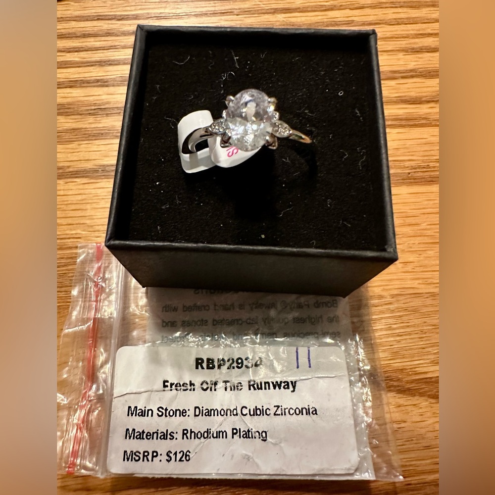 Bomb Party Size 11 Silver Ring with Cubic Zirconia
